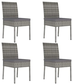 317169 vidaXL Градински трапезни столове, 4 бр, полиратан, сиви