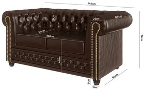 Тъмнокафяв диван от изкуствена кожа 148 cm York - Ropez