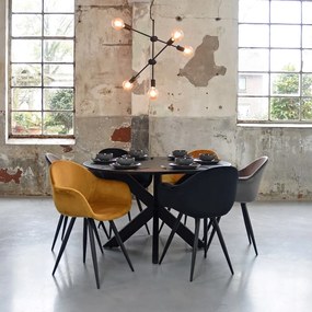 Кадифени трапезни столове в цвят горчица в комплект от 2 броя Forli - LABEL51