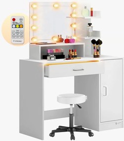 Тоалетка с LED осветление Jocelyn със стол 140 × 90 × 40 cm