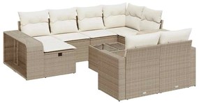 3326072 vidaXL Градински диван с възглавници, 11 части, бежов полиратан