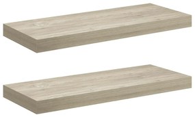 323875 vidaXL Окачени стенни рафтове, 2 бр, дъб, 60x23,5x3,8 см, МДФ