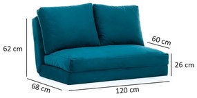 Разтегателен диван в петролен цвят 120 cm Taida – Balcab Home