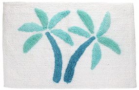 Бяло-син килим за баня 50x80 cm Palm Trees – Rex London