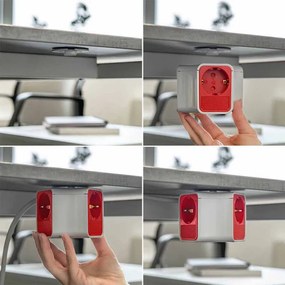 Разклонител с ключ Muhler 1006118, 3680W, 3 гнезда, 2 X USB А+C, 16A, IP20, Бял/оранжев