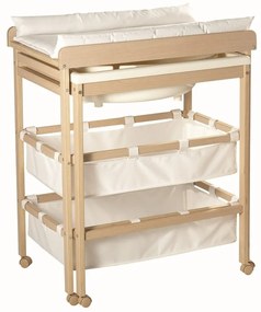 Маса за повиване от декор от бреза в бял и естествен цвят Baby Pool – Roba