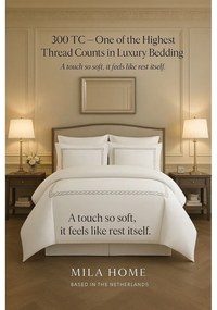 Бяло единично спално бельо от памучен сатен с включен долен чаршаф/6 части 140x200 cm Whispered Serenity – Mila Home Luxury