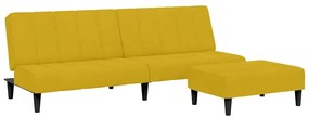 3258096 vidaXL 2-местно разтегателно канапе с табуретка, жълто, кадифе