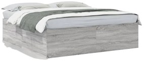 3280900 vidaXL Рамка за легло, сив сонома, 200x200 см, инженерно дърво