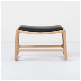 Отоман с масивна дъбова конструкция и детайли от черна биволска кожа Dedo - Gazzda