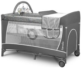Lionelo - Портативна кошара FLOWER, сив в скандинавски стил