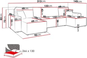Ъглов диван Karla U-Anthraki