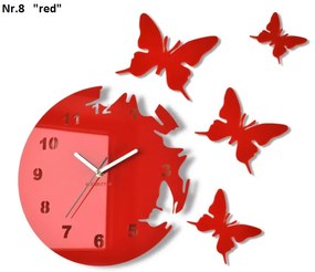 Самозалепващ се стенен часовник с мотив на пеперуда червен