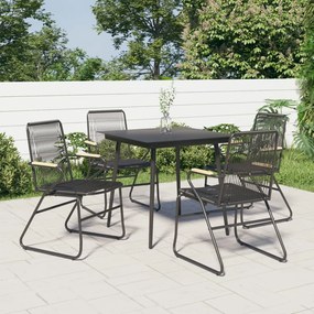 Sonata H Градински столове, 4 бр, черни, 58x59x85,5 см, PVC ратан