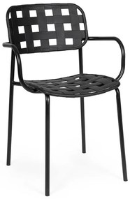 Черни градински столове в комплект от 4 бр. метални Clover – Bizzotto