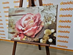 Картина на платно – Розова винтидж роза