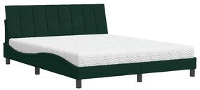 3208607 vidaXL Легло с матрак Hanko, тъмнозелено, 160x200 см, кадифе