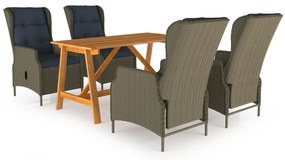 3068784 vidaXL Градински трапезен комплект, 5 части, кафяв