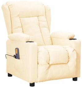 3093453 vidaXL Изправящ масажен стол, кремав, изкуствена кожа