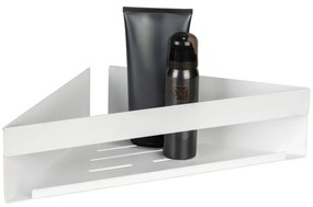 Ъглов рафт за баня без пробиване от неръждаема стомана в матово бял цвят Genova – Wenko
