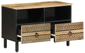 4018629 vidaXL ТВ шкаф, черен, 70x33,5x46 см, грубо мангово дърво масив