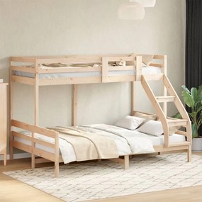 3207189 vidaXL Двуетажно легло, 90x200/140x200 см, борово дърво масив