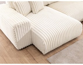 Кремав ъглов диван от рипсено кадифе (десен ъгъл/U форма) Justin – Ropez