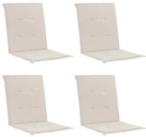 Sonata Възглавници за градински столове, 4 бр, кремави, 100x50x3 см
