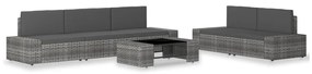 3054600 vidaXL Градински комплект за отдих, 6 части, полиратан, сив