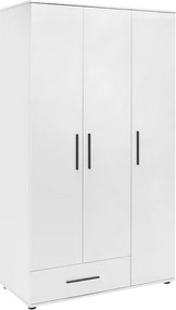 Шкаф с 3 врати Bianco от меламин в бял цвят 103x52x187см.