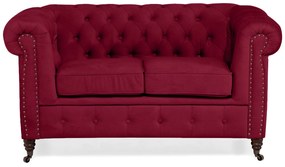 Диван Chesterfield в цвят бургунди, двуместен 150х86х80 см