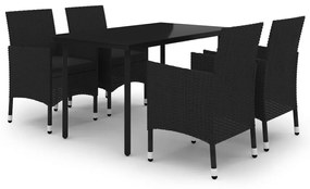 3099687 vidaXL Градински комплект с възглавници 5 части полиратан и стъкло