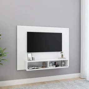 808269 vidaXL Стенен ТВ шкаф, бял, 120x23,5x90 см, инженерно дърво