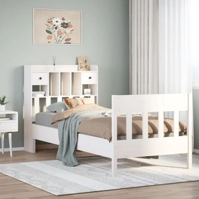 3323270 vidaXL Рамка за легло без матрак, бял, 90x200 см, бор масив