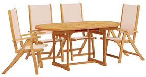3279280 vidaXL Градински трапезен комплект, 5 части, акация масив и textilene