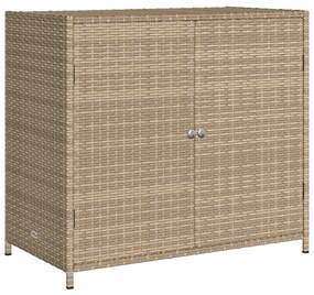 365546 vidaXL Градински шкаф за съхранение, бежов, 83x45x76 см, полиратан