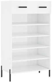 829622 vidaXL Шкаф за обувки, бял гланц, 60x35x105 см, инженерно дърво