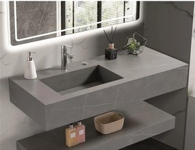Мивка за баня PIETRA ICL 12049/120G БЕЗ ОТВОР, стенен монтаж, кварц, сив мат, 120x50x18см