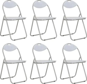 284409 vidaXL Сгъваеми трапезни столове, 6 бр, бели, изкуствена кожа