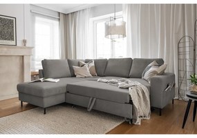 Сив разтегателен ъглов диван от рипсено кадифе (ляв ъгъл) Lofty Lilly – Miuform