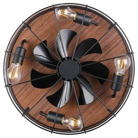 Матово черно/кафяво осветително тяло за таван с дистанционно управление/с вентилатор Trondheim – Trio