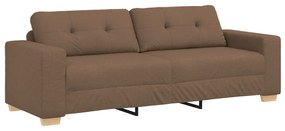 4105092 vidaXL Триместен диван, кафяв, 180 см, текстил