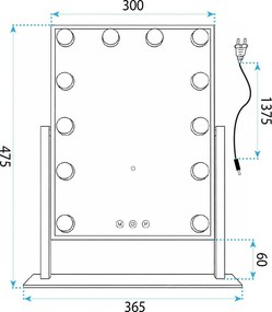 Огледало LED HOLLYWOOD L.Gold 30x40