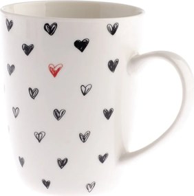 Керамична чаша с черни сърца , 340 ml - Dakls