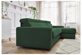 Тъмнозелен разтегателен ъглов диван от рипсено кадифе (променлив) Monaco – Bobochic Paris
