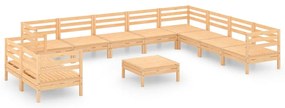 3083199 vidaXL Градински лаундж комплект, 11 части, бор масив
