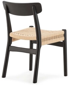 Черни трапезни столове в комплект 2 бр. от масивно каучуково дърво Biel – MOME