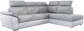 Ъгъл диван Lorenzo-Right-White - Light gray