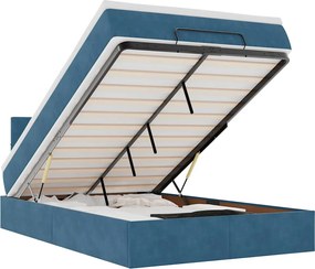 3312612 vidaXL Османска легло с матрак и LED, тъмносиньо, 120x190 см, кадифе