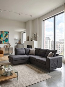 Ъглов диван Hannah-Сиво тъмно-Ляво